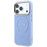 Husă pentru iPhone 17 Pro Max / iPhone 18 Pro Max, Guess Saffiano Peony & Ring MagSafe, Bleu