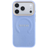 Husă pentru iPhone 17 Pro Max / iPhone 18 Pro Max, Guess Saffiano Peony & Ring MagSafe, Bleu