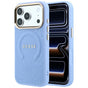 Husă pentru iPhone 17 Pro Max / iPhone 18 Pro Max, Guess Saffiano Peony & Ring MagSafe, Bleu