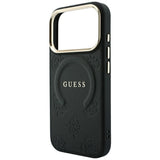 Husă pentru iPhone 17 Pro Max / iPhone 18 Pro Max, Guess Saffiano Peony & Ring MagSafe, Neagră