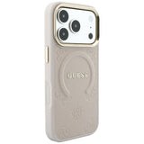 Husă pentru iPhone 17 Pro / iPhone 18 Pro, Guess Saffiano Peony & Ring MagSafe, Roz