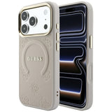 Husă pentru iPhone 17 Pro / iPhone 18 Pro, Guess Saffiano Peony & Ring MagSafe, Roz