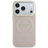 Husă pentru iPhone 17 Pro Max / iPhone 18 Pro Max, Guess Saffiano Peony & Ring MagSafe, Roz