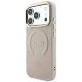 Husă pentru iPhone 17 Pro Max / iPhone 18 Pro Max, Guess Saffiano Peony & Ring MagSafe, Roz