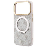 Husă cu inel magnetic pentru iPhone 17 Pro Max / iPhone 18 Pro Max, Guess Ring Stand Classic Logo MagSafe, Roz