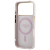 Husă cu inel magnetic pentru iPhone 17 Pro Max / iPhone 18 Pro Max, Guess Ring Stand Classic Logo MagSafe, Roz