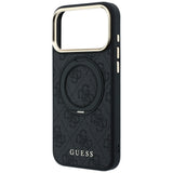 Husă pentru iPhone 17 Pro / iPhone 18 Pro, Guess Ring Stand Classic Logo MagSafe, Neagră