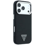 Husă pentru iPhone 17 Pro Max / iPhone 18 Pro Max, Guess Grained Triangle Logo MagSafe, Neagră