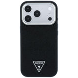 Husă pentru iPhone 17 Pro Max / iPhone 18 Pro Max, Guess Grained Triangle Logo MagSafe, Neagră