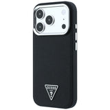 Husă pentru iPhone 17 Pro Max / iPhone 18 Pro Max, Guess Grained Triangle Logo MagSafe, Neagră