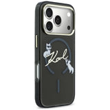 Husă pentru iPhone 18 Pro, Karl Lagerfeld IML Choupette and Karl Script Logo MagSafe, Neagră