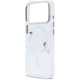 Husa pentru iPhone 17 Pro / iPhone 18 Pro, Karl Lagerfeld IML Choupette and Karl Script Logo MagSafe, Transparentă