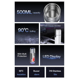 Ceainic electric pentru mașină Yesido VC20, 500ml, 100W, temperatură reglabilă, display LED, 12-24V, Alb