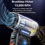 Ventilator portabil Yesido Turbo Fan Blower YF19, 130000 RPM, Motor Brushless, 100 trepte viteza, 4000 mAh, Display digital, Gri