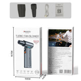 Ventilator portabil Yesido Turbo Fan Blower YF19, 130000 RPM, Motor Brushless, 100 trepte viteza, 4000 mAh, Display digital, Gri