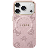 Husă pentru iPhone 17 Pro Max / iPhone 18 Pro Max, Guess 4G Embossed Ring Classic Logo MagSafe, Roz