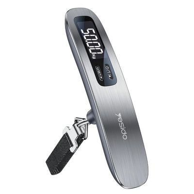 Cântar pentru bagaje Yesido MG41, display LCD, 50 kg, 3 unități de măsură (kg/lb/oz), curea durabilă, tip T, baterie CR2032, Gri
