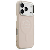 Husă pentru iPhone 17 Pro / iPhone 18 Pro, Karl Lagerfeld Leather Ring Karl RSG Logo MagSafe, Roz