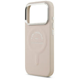 Husă pentru iPhone 17 Pro / iPhone 18 Pro, Karl Lagerfeld Leather Ring Karl RSG Logo MagSafe, Roz