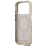 Husă pentru iPhone 17 Pro / iPhone 18 Pro, Karl Lagerfeld Leather Ring Karl RSG Logo MagSafe, Roz