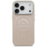 Husă pentru iPhone 17 Pro / iPhone 18 Pro, Karl Lagerfeld Leather Ring Karl RSG Logo MagSafe, Roz