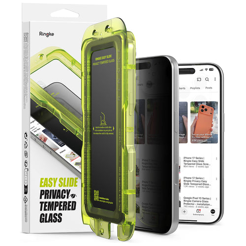 Folie telefon pentru iPhone 18 Pro, Ringke Easy Slide Tempered Glass Privacy, set 2 bucăți, Neagră