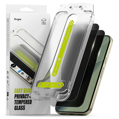 Folie telefon pentru Google Pixel 9 Pro / 10 Pro / 11 Pro, Ringke Easy Slide Tempered Glass Privacy, set 2 bucăți, Neagră