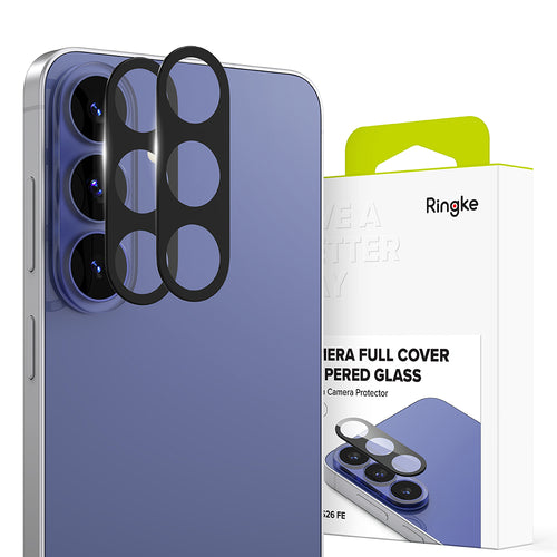 Folie telefon pentru Samsung Galaxy S26 FE, Ringke Camera Full Cover Glass, protectie camera, set 2 bucati, Neagra