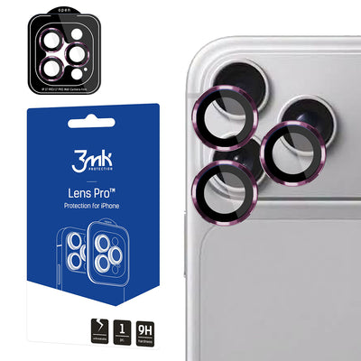 Folie protectie camera pentru iPhone 18 Pro / iPhone 18 Pro Max, 3MK Lens Protection Pro, Vișinie