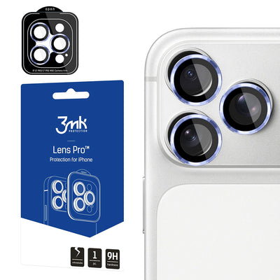Folie protectie camera pentru iPhone 18 Pro / iPhone 18 Pro Max, 3MK Lens Protection Pro, Bleu