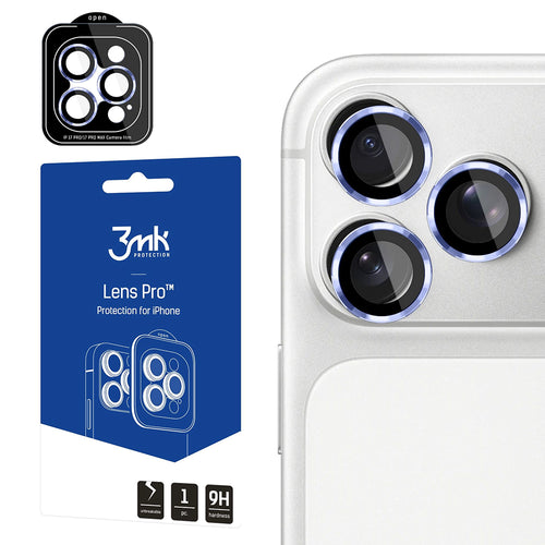 Folie protectie camera pentru iPhone 18 Pro / iPhone 18 Pro Max, 3MK Lens Protection Pro, Bleu