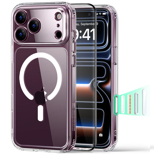 Husă pentru iPhone 17 Pro Max / iPhone 18 Pro Max, ESR Classic Hybrid HaloLock cu protecție ecran, Transparentă
