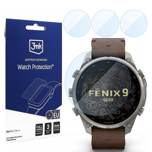 Folie pentru Garmin Fenix 9 Pro 47mm, 3mk FlexibleGlass, set 3 bucăți, Transparentă