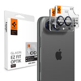 Folie protectie camera pentru iPhone Duo, Spigen Optik.tR EZ Fit Pro, set 2 bucati, Neagra