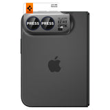 Folie protectie camera pentru iPhone Duo, Spigen Optik.tR EZ Fit Pro, set 2 bucati, Neagra