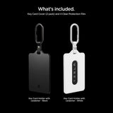 Husa cheie auto Spigen Card Holder ACP11405, cu 2 Carabinere si 4 Folii Protectie, set 2 bucati, Negru / Alb