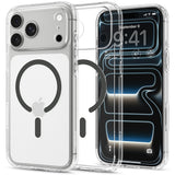 Husă pentru iPhone 17 Pro Max / iPhone 18 Pro Max, Spigen Ultra Hybrid MagSafe, Transparentă / Gri