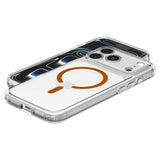 Husă pentru iPhone 17 Pro Max / iPhone 18 Pro Max, Spigen Ultra Hybrid MagSafe, Transparentă / Portocalie