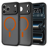 Husă pentru iPhone 17 Pro Max / iPhone 18 Pro Max, Spigen Ultra Hybrid MagSafe, Gri fumuriu cu portocaliu