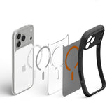 Husă pentru iPhone 17 Pro Max / iPhone 18 Pro Max, Spigen Ultra Hybrid MagSafe, Gri fumuriu cu portocaliu