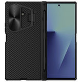 Husă pentru Samsung Galaxy Z Fold7, Nillkin CamShield Prop, cu capac metalic obiectiv și S Pen, Neagră
