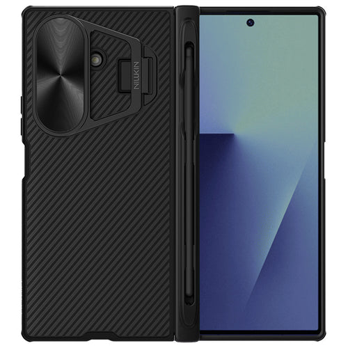 Husă pentru Samsung Galaxy Z Fold7, Nillkin CamShield Prop, cu capac metalic obiectiv și S Pen, Neagră
