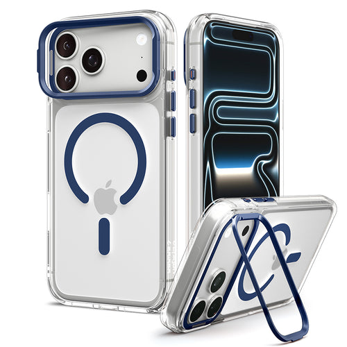 Husă pentru iPhone 17 Pro Max / iPhone 18 Pro Max, Spigen Ultra Hybrid Optik S MagSafe, Transparentă / Bleumarin