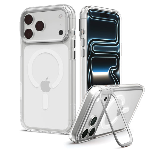 Husă pentru iPhone 17 Pro Max / iPhone 18 Pro Max, Spigen Ultra Hybrid Optik S MagSafe, Transparentă / Argintie