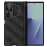 Husă pentru Samsung Galaxy Z Fold7, Nillkin CamShield Prop Magnetic, cu capac metalic obiectiv și suport S Pen, Neagră