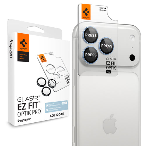 Folie camera pentru iPhone 18 Pro / iPhone 18 Pro Max, Spigen Optik.tR EZ Fit Pro, set 2 bucăți, Albastru deschis