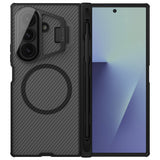 Husă pentru Samsung Galaxy Z Fold7, Nillkin CamShield Prop Magnetic, cu capac obiectiv și suport S Pen, Negru transparent