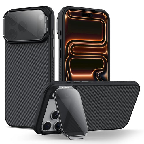Husă pentru iPhone 17 Pro / iPhone 18 Pro, Nillkin CarboProp Magnetic, cu capac lentile transparent, Neagră