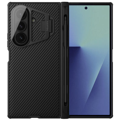 Husă pentru Samsung Galaxy Z Fold7, Nillkin CamShield Prop, cu capac obiectiv transparent și S Pen, Neagră