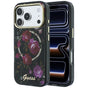 Husă pentru iPhone 17 Pro / iPhone 18 Pro, Guess IML Glitter Blossom Roses MagSafe, Neagră